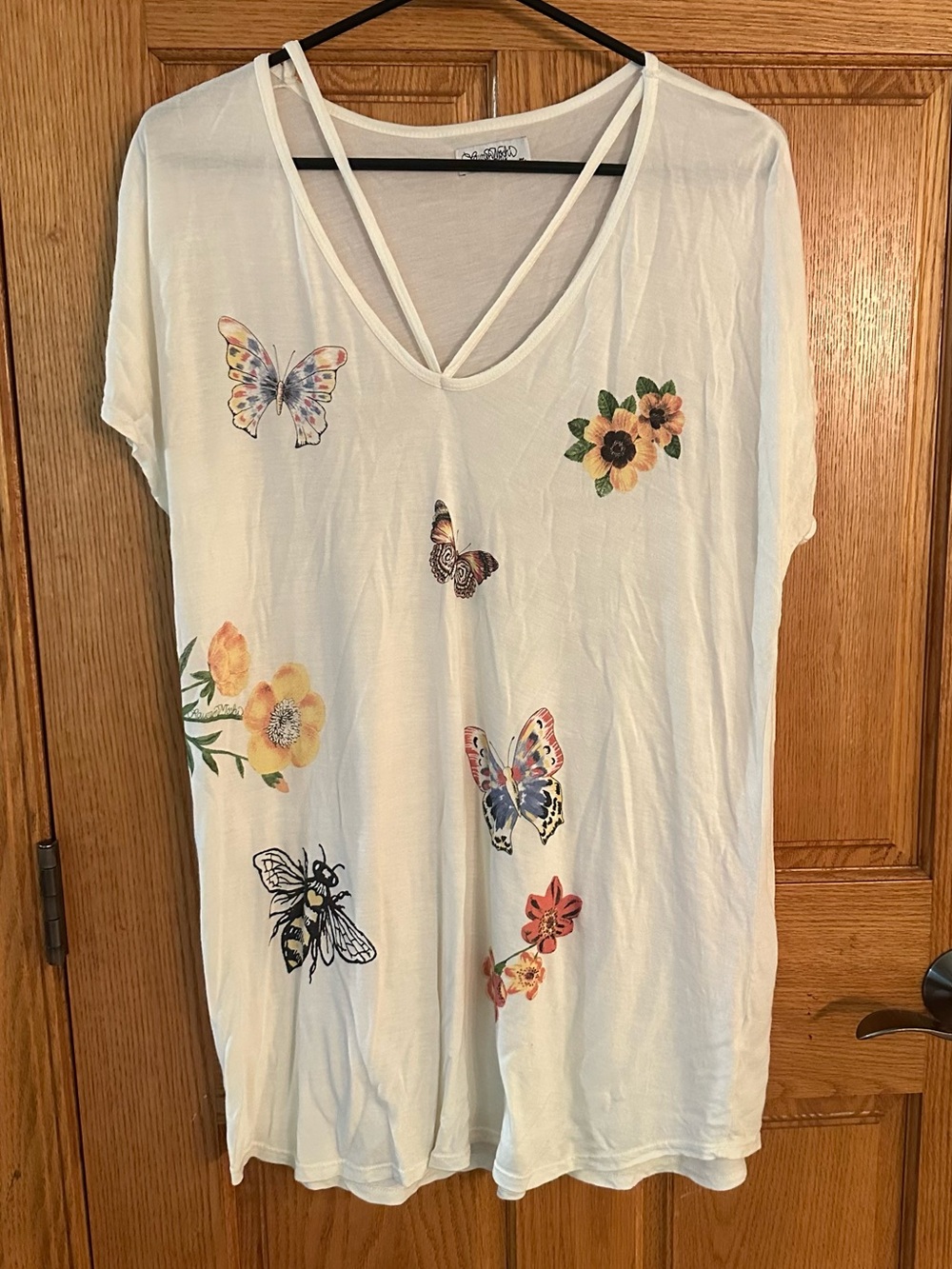 Retro Lauren Moshi Butterfly Bee Graphic MicroModal Tee. Size Medium